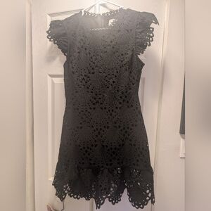 Chic Black Crochet Mini Dress